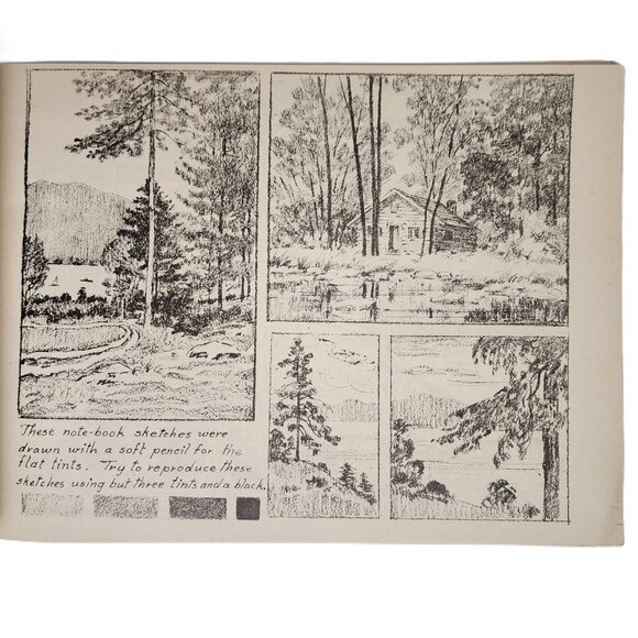 Victor Perard Drawing Sea & Sky1948 with Sketching Landscape 1947 RARE Vint Set - Picture 9 of 11